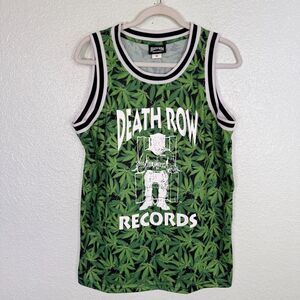 Death Row Records Jersey Mens Medium Basketball Hip Hop Rap Green Leaf Shirt M